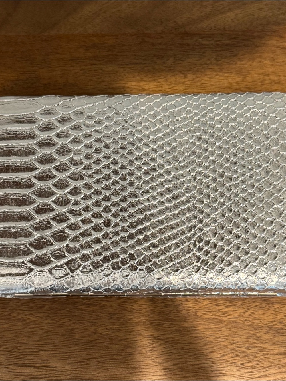Universal Thread Silver Snakeskin-Textured Clutch